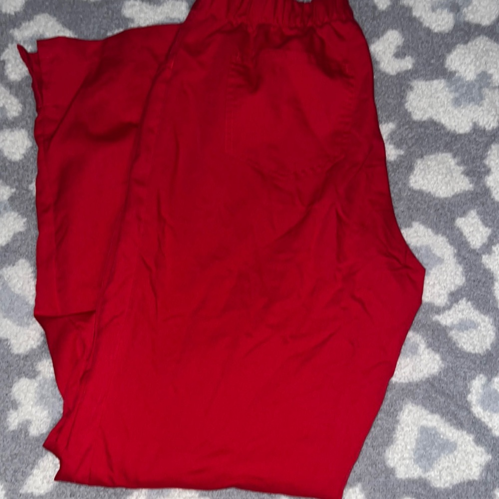 Red greys anatomy scrub pants.